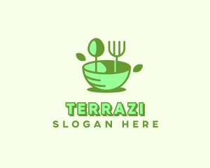 Organic Food Bowl Utensils logo design