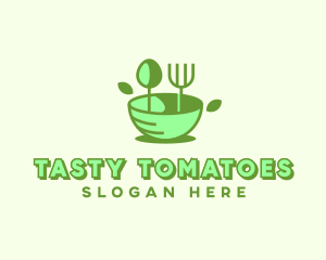 Organic Food Bowl Utensils logo design