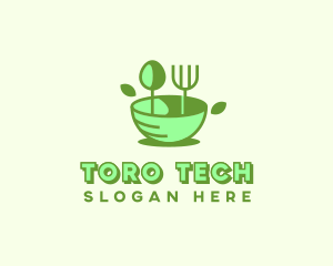 Organic Food Bowl Utensils logo design