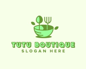 Organic Food Bowl Utensils logo design