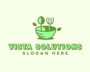 Organic Food Bowl Utensils logo design