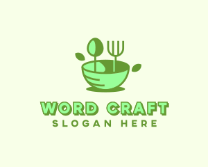 Organic Food Bowl Utensils logo design