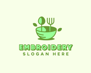 Organic Food Bowl Utensils logo design