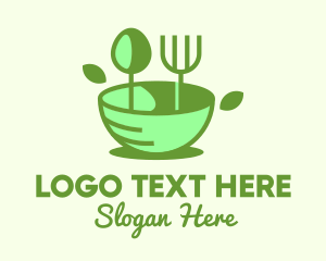 Cafeteria - Organic Food Bowl Utensils logo design