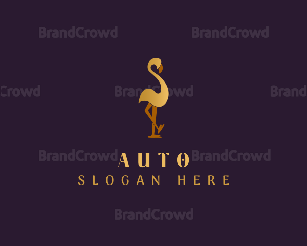 Golden Flamingo Bird Logo