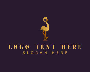 Creative Agency - Golden Flamingo Bird logo design