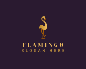 Golden Flamingo Bird logo design
