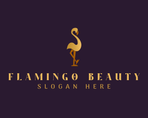 Flamingo - Golden Flamingo Bird logo design