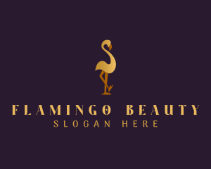 Golden Flamingo Bird logo design