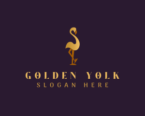 Golden Flamingo Bird logo design