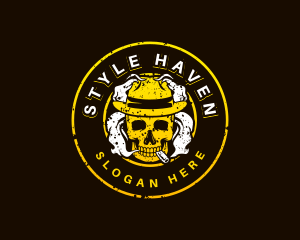 Skull Hat Smoking Logo