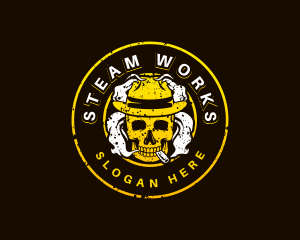Steam - Skull Hat Smoking logo design