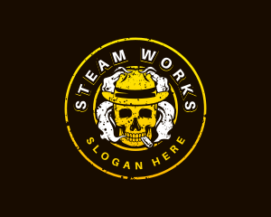 Skull Hat Smoking logo design