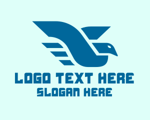 Yellow Bird - Blue Flying Bird logo design