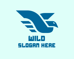 Black Falcon - Blue Flying Bird logo design