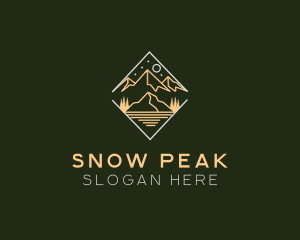 Skiing - Forest Mountain Summit logo design
