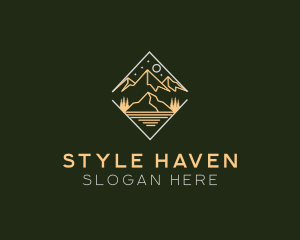 Skiing - Forest Mountain Summit logo design