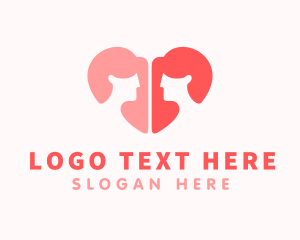 Valentine - Pink Heart Women Dating logo design