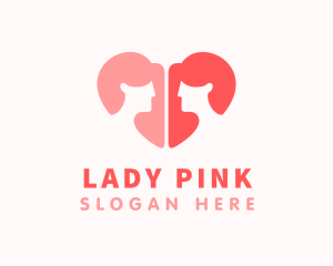 Pink Heart Women Dating logo design