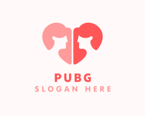 Hairdresser - Pink Heart Women Dating logo design