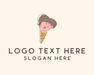 Gelato - Ice Cream Cone Kid logo design