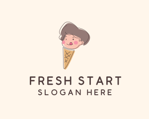 Youngster - Ice Cream Cone Kid logo design