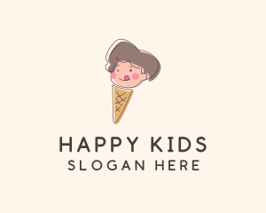 Ice Cream Cone Kid  logo design