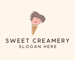 Ice Cream Cone Kid  logo design