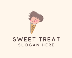 Ice Cream Cone Kid  logo design