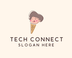 Ice Cream Store - Ice Cream Cone Kid logo design