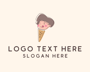 Ice Creamery - Ice Cream Cone Kid logo design
