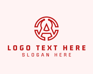 Program - Red Cryptocurrency Letter A logo design