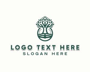 Ebook - Book Tree Library logo design