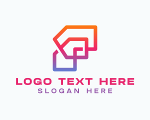 Letter Be - Gradient Tech Letter F logo design