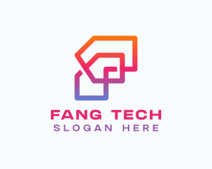 Gradient Tech Letter F logo design