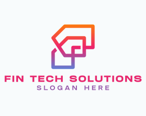 Gradient Tech Letter F logo design
