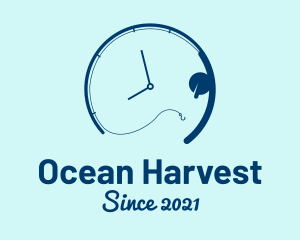 Aquaculture - Fishing Time Clock logo design