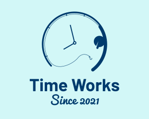 Time - Fishing Time Clock logo design