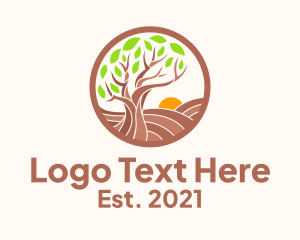Farmland - Brown Hill Tree logo design