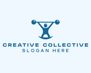 Blue Fitness Weightlifting logo design