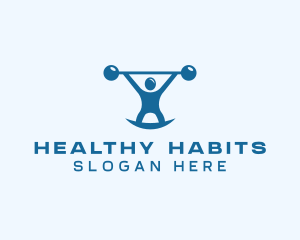 Blue Fitness Weightlifting logo design