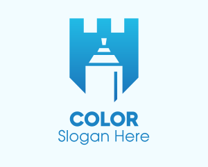 Blue Spray Paint Shield Logo