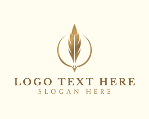 Writing - Elegant Feather Pen logo design
