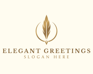 Elegant Feather Pen logo design