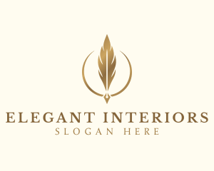 Elegant Feather Pen logo design