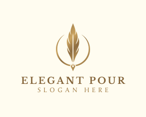 Elegant Feather Pen logo design