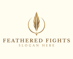 Elegant Feather Pen logo design