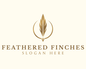 Elegant Feather Pen logo design