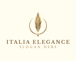 Elegant Feather Pen logo design