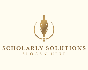 Scholar - Elegant Feather Pen logo design